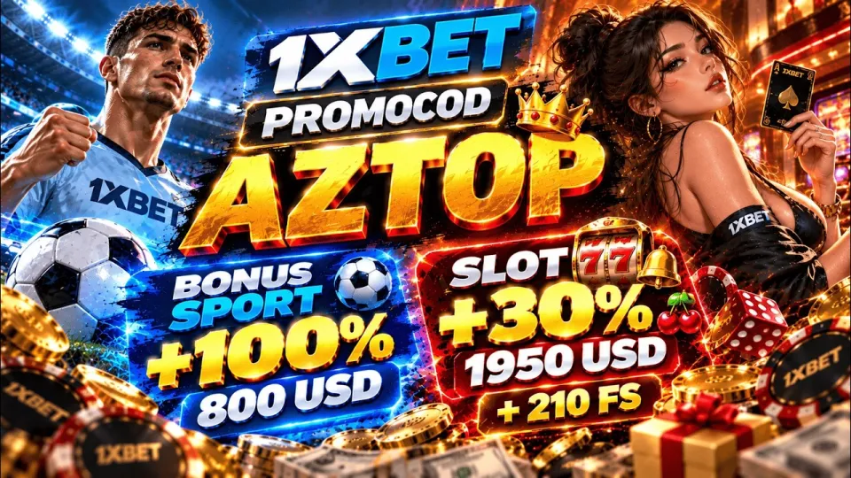 1xbet free promo code AZTOP unlocks a 100% sports bonus up to 800 USD instantly